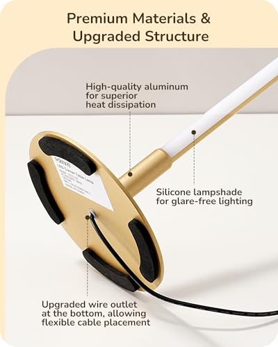 EDISHINE LED Table Lamp, Stepless Dimmable Bedside Lamp with 3 Color Temperature, Modern Nightstand Lamp, Upgraded Desk Lamps for Bedroom, Living Room, Corner, Gift, Metal Finish, Gold, 6W - color: Gold