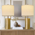 G-SAFAVA 20.5" Small Table Lamps for Living Room Lamp Set of 2 Ceramic Lamps for Bedroom Bedside Lamps Modern Boho Lamps for Night Stands Farmhouse Nightstand Lamp Side End Table Lamp, Gold - color: Gold