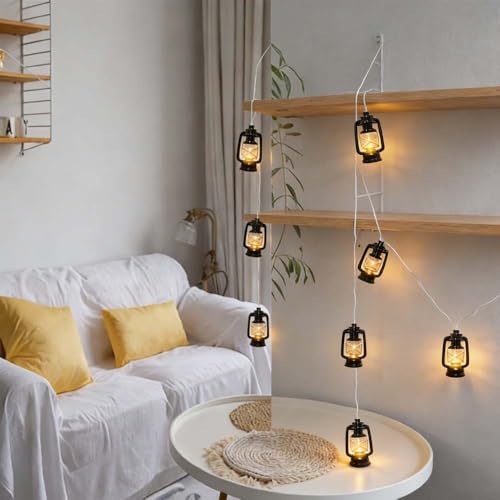 8.5Ft Black Mini Kerosene String Lights Outdoor, Summer Beach Themed Decoratives String， Plug in Indoor Fairy Lights for Outdoor Indoor Beach Tropical Party Bedroom Birthday Decor - style: Black Mini Kerosene