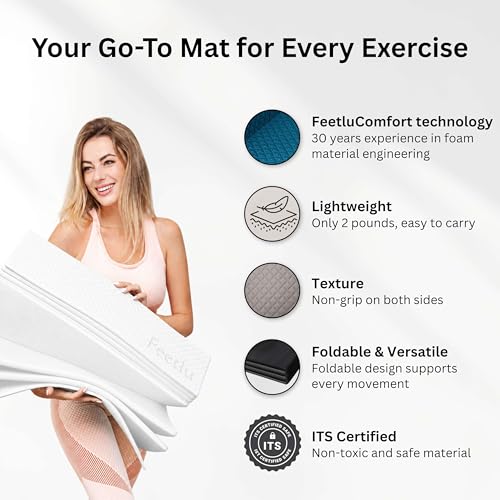 Foldable Yoga Exercise Mat, 6mm/8mm/10mm/12mm Thickness, 72 x 24 Inch - Lightweight, Anti-Slip, and Easy to Store for Yoga, Pilates, Home Workouts, and Floor Exercises - color: White, size: 24" x 72" x 1/4"
