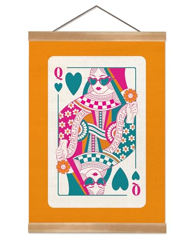 ZTGDA Funny Queen of Hearts Playing Card Wall Art,Modern Pop Art Linen Canvas Poster, 70sVintage Decor Poster,Bold Female Power Decor for Home or Dorm – Funky Artistic Wall Hanging (Playing card) - color: Playing card