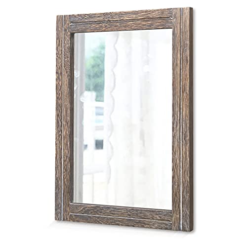 AAZZKANG Mirror with Wood Framed Rectangle Rustic Wall Mirrors Decor Large 20"x16" for Bedroom Bathroom Living Room Entryway - color: Light Tan, size: 20"L x 16"W