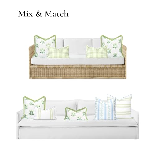 Hofdeco Premium Grandmillennial Coastal Hampton Patio Indoor Outdoor Throw Pillow Cover Only, 20"x20" Water Repellent for Backyard, Couch, Poolside, Grass Green Print Hydrangea Flowers - color: Grass Green Hydrangea Flowers 20"x20"