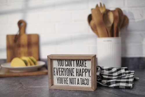 Primitives by Kathy Rustic Farmhouse Decor - Inspirational Wall Art, Wooden Table/Shelf Decor, Boho Kitchen Accessories 5”x7” - style: Not A Taco Inset Sign