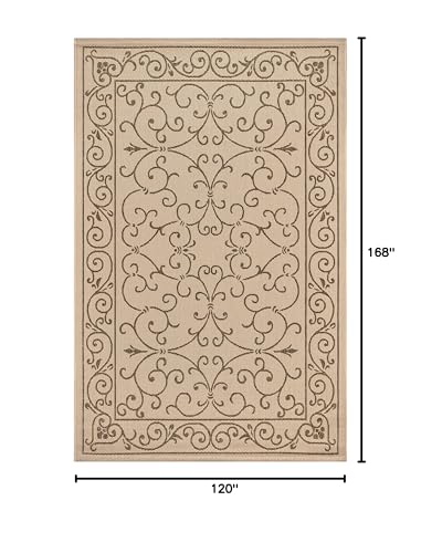 JONATHAN Y Vintage Filigree Indoor Outdoor Area Rug 10X14 Beige/Brown, Charleston Textured Weave for Backyard, Patio, Porch, Easy-Cleaning, High Traffic, Pet-Friendly, Non-Shedding (SMB106A-14) - color: Beige/Brown, size: 10' x 14' (Rectangular)