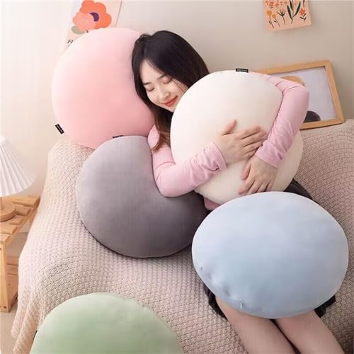MOJUN Round Throw Pillow, 15.7" Soft Solid Color Round Sofa Lumbar Pillow Floor Pillow Home Decorative Pillow Cushion for Couch Car Living Room Bedroom, Blue - color: Blue