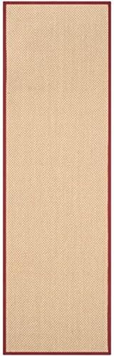 SAFAVIEH Area Rug 9x12 - Natural Fiber Collection - Large - Maize & Burgundy, Sisal, Woven Design with Border (NF141D)