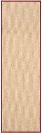 SAFAVIEH Area Rug 9x12 - Natural Fiber Collection - Large - Maize & Burgundy, Sisal, Woven Design with Border (NF141D)