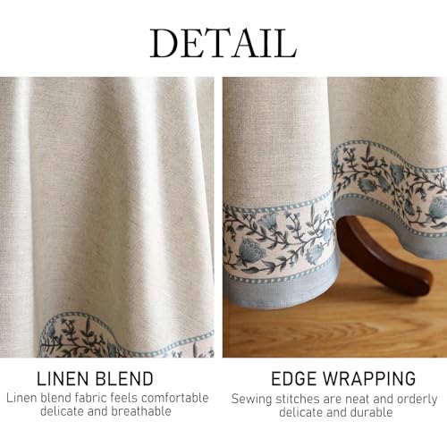 ISAENNE Designer Vintage Linen Elegant Round Tablecloth,Chinoiserie Floral Indoor Table Cloth,Wrinkle Resistant Decor Table Cover for Dining Thanksgiving Kitchen,Diameter 67"-Segerman B - color: Segerman B, size: 67" (Round)