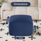 MeMoreCool Square Stuffed Pouf Ottoman Foot Rest, Floor Pouf Foot Stool with Foam Chunk Filling, Soft Stuffed Ottoman Footrest for Living Room, Navy - color: Grid Navy