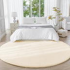 Amazon Basics Fluffy Washable Round Area Rug, Circle Shaggy Carpet for Living Room, Bedroom, Nursery, 8'R, Beige - color: Beige, size: 8' (Round)
