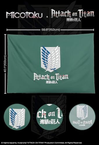 Micotaku Attack on Titan Scouting Legion Tapestry 40x60 Inch - Official Licensed Polyester/Cotton Anime Wall Decor, Green