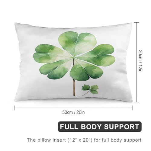 Watercolor Green Lucky Clover Pillow Cover 12 "x20 Clover Lucky Decorative Rectangular/Waist Pillow Cases Rectangle Two Sides Printed Decorative Pillows for Decoration Sofa Couch - color: Pattern-5, size: 20" x 12" (Pack of 1)