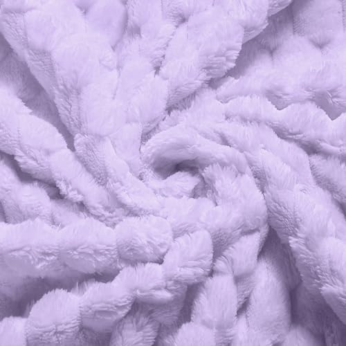 Vessia Flannel Fleece Twin Size Blanket(60x80 inch), 3D Jacquard Light Purple Fuzzy and Warm Blanket for Couch, Sofa, 300GSM Super Soft Touch Cozy Lightweight Bed Decor for All-Season - color: Light Purple-3d, size: 60x80 inch