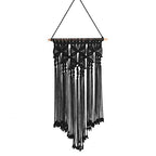 Macrame Woven Wall Hanging Tapestry Bohemian Wall Art Boho Chic Home Decor Wall Pediment, Black, 16x28 Inches - color: Black