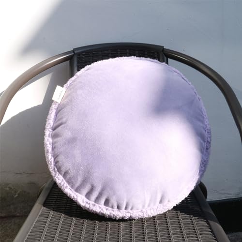 Round Throw Pillow 16x16 Macaron Shape No Zipper Design Down-Like Polyester Filling Super Soft Feather-Like Touching Floor Pillow 40x40cm Home Décor Circle Cushion for Couch, Purple, 1 Piece - color: Light Purple, size: 16"D x 16"W x 6.5"H