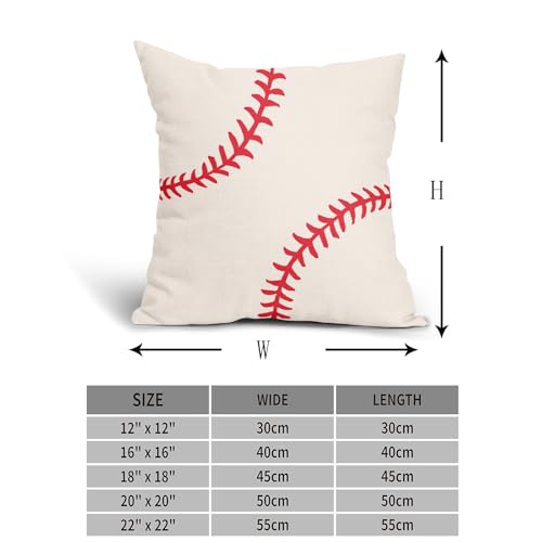 Baseball Pillow Covers 18x18 Inch Set of 2 Sport Themed Cotton Linen Decorative Throw Pillow Case Ball Stitches Cushion Covers for Boy Room Bedroom Sofa Living Room Chair Home Decor - color: Baseball, size: 18" x 18" (Pack of 2)