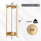 Metal Gold Tall Plant Stand Indoor or Outdoor - 30 inch 2 Tier Modern Corner Planter Shelf Rack with 2 Removable Display Shelves(10 inch) for Bedroom Living Room Balcony