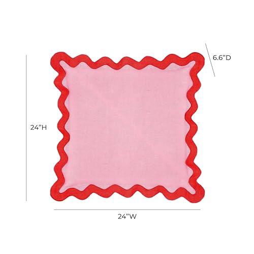 Tov Furniture Scalloped Edge Rust and Pink Linen Throw Pillow - color: Rust, Pink