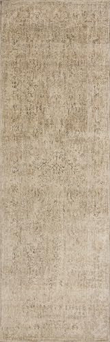 Loloi Magnolia Home by Joanna Gaines Junie Collection JUE-02 Oatmeal/Smoke 2'-7" x 8'-0", .38 Pile Height, Runner Rug - color: Oatmeal / Smoke, size: 2'7" x 8' (Rectangular)