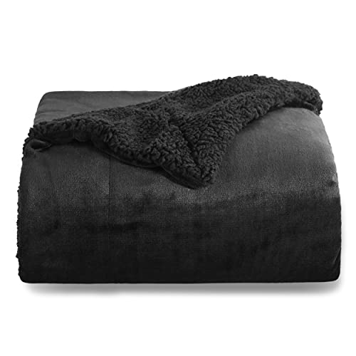 Bedsure GentleSoft Sherpa Fleece Throw Blanket for Couch, Non-Heated, Thick and Warm Throw for Women and Men, Soft Fuzzy Plush Blanket for Winter, Black, 50x60 Inches - color: 02 - Black, size: Throw (50" X 60")