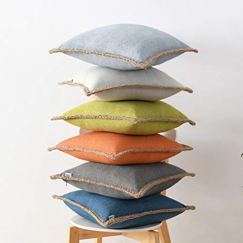 NordECO HOME Set of 2 Throw Pillow Covers - Burlap Linen Trimmed Tailored Edges Decorative Cushion Covers for Bed Home Decoration, 20 x 20, Grey - color: Grey, size: 20" x 20" (Pack of 2)