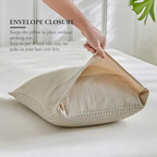WARMDERN Waffle Weave Pillowcases 2 Pack Pillow Cases Soft Microfiber Pillow Case Covers Set of 2 Boho Woven Textured Pillowcase with Envelope Closure(Khaki, 26x26 Inches) - color: Khaki-waffle Weave, size: 26" x 26" (Pack of 2)