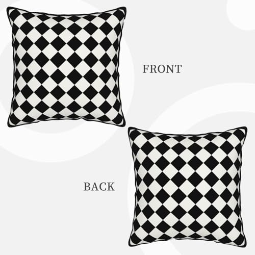 Black and White Plaid Checkered Velvet Throw Pillow Cover 18"x18" Decorative Square Pillow case Print Cushion Covers for Bed Sofa Living Room Car Home Deco - color: Black and White Plaid Checkered, size: 18" x 18" (Pack of 1)