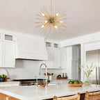 Modern 28.34" Gold Sputnik Chandelier 9-Light Mid-Century Starburst Chandeliers Solid Metal Satellite Firework Urchin Light Fixture for High Ceilings Dining Room Kitchen Living Room, E12 - color: Golden 28.34" 9-Light