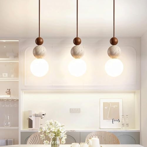 Modern Indoor Pendant Light Natural Stone Spherical Hanging Light Frosted White Glass Suspension Pendant Lamp for Bedside Restaurant Kitchen Island Aisle Bar Club Chandelier (Brown) - color: Brown