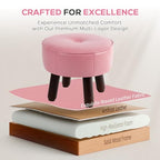 oakvivo Small Foot Stool Round Pouf Ottoman, 13'' Leather Foot Rest with Non-Skid Rubber Legs, Foolstool Ottomans for Couch, Sofa Footrest Step Stool for Living Room Bedroom Entryway Office, Pink - color: Pink