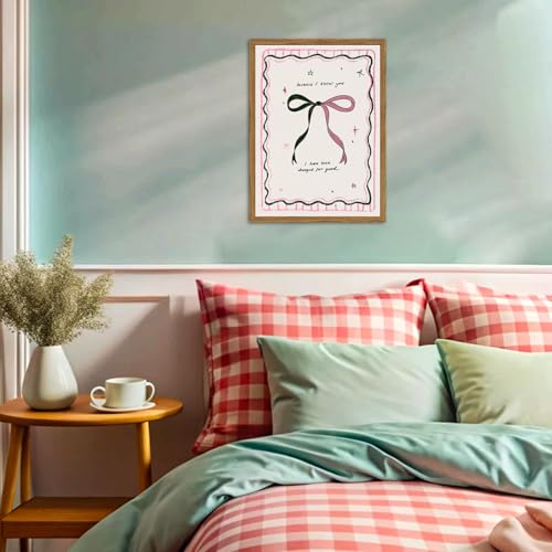 Framed Pink Bow Wall Art, Coquette Preppy Canvas Wall Decor Pictures, Trendy Inspirational Quote Paintings Prints Girly Home Decor Aesthetic for Girls Room Bedroom Dorm 16x24 inch - color: Pink Bow, size: 24"L x 16"W