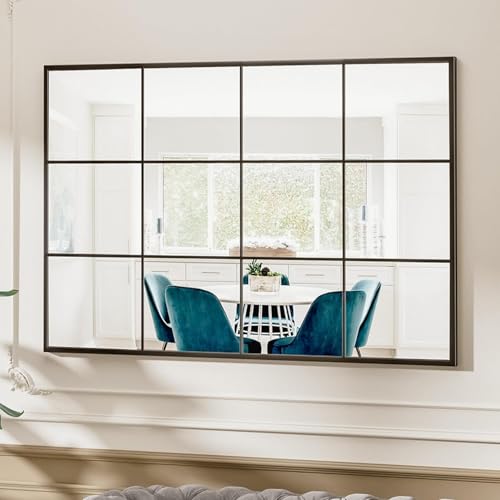 Suidia Wall Mirror, 30" x 40" Window Decorative Mirrors, Metal Framed Wall Decor Wall-Mounted Mirrors for Bedroom, Living Room, Entryway, Black - color: Black, size: 40"L x 30"W