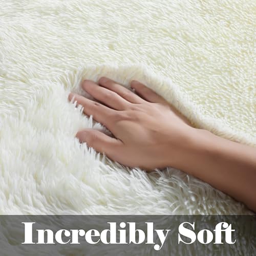 ONASAR Cream White Runner Rugs for Bedroom Living Room, Ivory Fluffy 2x6 Bedside Hallway Area Rug, Ultra Soft Plush Furry Faux Fur Non Slip Floor Carpet for Nursery Kids Dorm Closet Home Decor - color: Cream White, size: 2' x 6' (Runner)