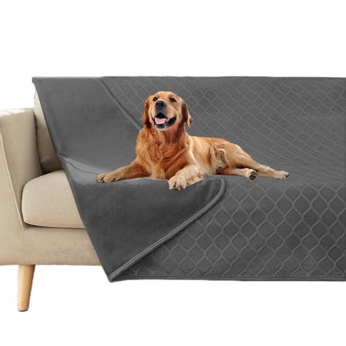 fuguitex Waterproof Dog Blanket Bed Cover Dog Crystal Velvet Moroccan Fuzzy Cozy Plush Pet Blanket Throw Blanket for Couch Sofa(68 * 82 inch, Dark Grey+Grey) - color: Darkgrey+grey, size: 68x82 Inch (Pack of 1)