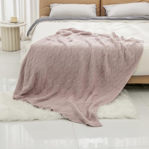 bearberry Super Soft & Fuzzy Minky Throw Blanket Lightweight All-Season - Diamond Stitch Plush Fleece for Couch, Bed, Sofa | Machine Washable Cozy Gift for Women, Men, Home (Beige, 50”x60”) - color: Argyle Knit Beige, size: Throw(50″x60″)