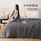 Boho Throw Blanket, 100% Cotton Ultra Soft Luxury Throw Rustic Quilt, Muslin Breathable Soft Bed Throw ，All Throw for Sofa Couch Chair 60×80 Inch (Grey Cotton Blanket 80x90 Inch, 80x90 Inch) - color: Grey, size: 80x90 Inch