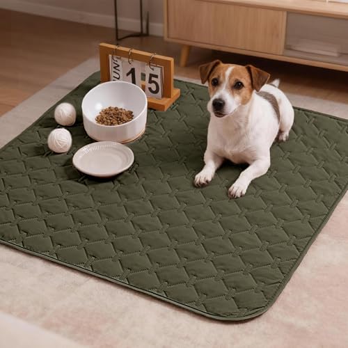 gogobunny 100% Double Sided Waterproof Dog Blanket Soft Pet Bed Cover Reversible Protect Furniture Couch Sofa Car for Puppy Large Dog Cat (Dark Olive/Light Olive, 30x30 Inch (Pack of 1)) - color: Dark Olive/Light Olive, size: 30x30 Inch (Pack of 1)