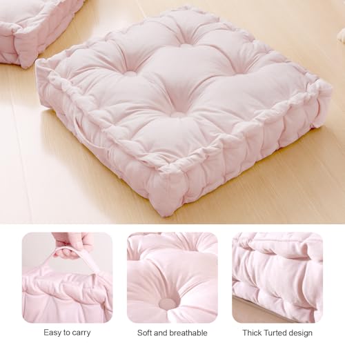 Square Floor Pillows, Large Floor Cushion for Adults Kids, Meditation Floor Pillow Seating Cushion with Shredded Memory Foam and Silk Wadding, 20"x20"x5" Blush 2 Count - color: Blush, size: 2 Pack