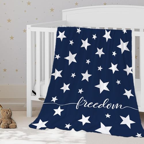 YeeJu Patriotic Throw Blanket for Baby Small 4th of July Memorial Day Fourth of July Blanket for Toddler Swaddle Soft Fleece Blanket White Blue Star Independence Day Veteran Day Blanket 30x40 - color: Flag-05, size: 30"x40"