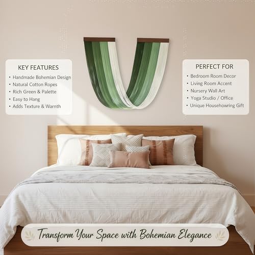 Large Macrame Wall Hanging Macrame Wall Decor Tapestry For Headboard Bedroom Livingroom Boho Fiber Home Art (Green-C) - color: Green-C