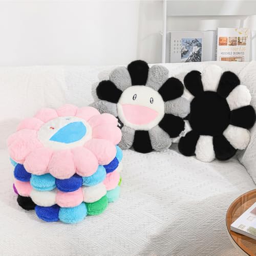 FIONOUT Flower Pillow,Flower Shaped Throw Pillow,Flower Face Floor Cushions Floor Pillow,Colorful Sunflower Plush Pillow,Cute Room Decor Decorative Pillows for Sofa Bedroom Car(40cm/15.7in) - color: Yellow, style: 40CM