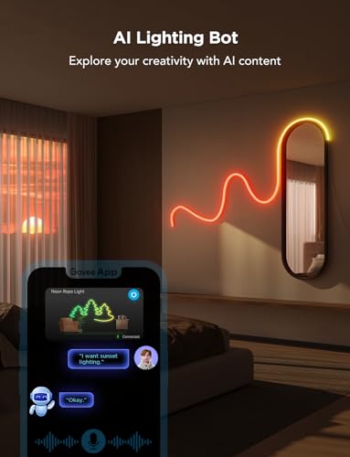 Govee RGBIC Neon Lights, LED Smart Neon Rope Light 2 Works with Matter, Alexa, Google Assistant, Custom DIY Neon Strip Lights for Bedroom and Wall Decor, Softer Material, 9.8ft, White - size: 9.8ft