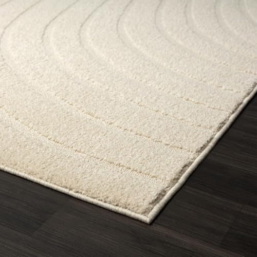 LUXE WEAVERS Modern Geometric Wave Cream 2x8 Area Rug - color: Cream, size: 2' x 8' (Runner)