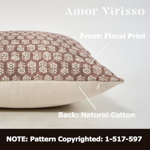 Amor Virisso Floral Pillow Covers Decorative Lumbar Pillow Cover 14x36 Couch Pillows for Bed Farmhouse Neutral Pillow Covers Accent Sofa Pillows 1PC,Cognac Brown - color: Cognac Brown, size: 36" x 14" (Pack of 1)