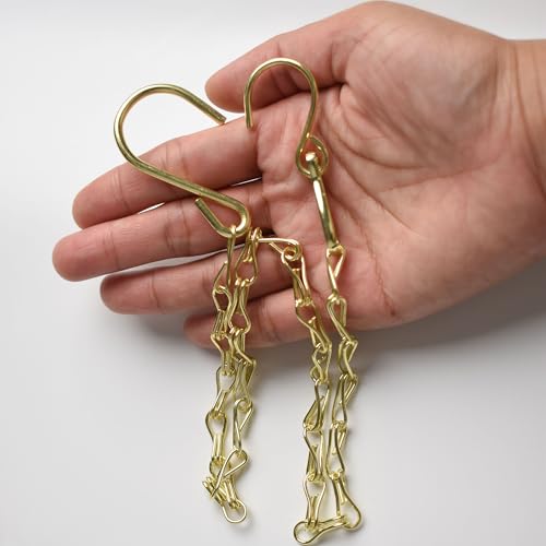 Chain for Hanging Plants,21 Inch Gold Hanging Chain, Small Hanging Basket Chain Kits with Hooks for Bird Feeder Hanging Basket Extender Porch Wind Chime (Gold, 21 Inch-6PCS) - color: Gold, size: 21 Inch-6PCS
