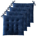 ELFJOY 4 Pack Chair Cushions for Dining Chairs Chair Pads Cushion for Kitchen Office Tufted Square Seat Cushion with Ties (16" Navy Velvet) - color: Navy