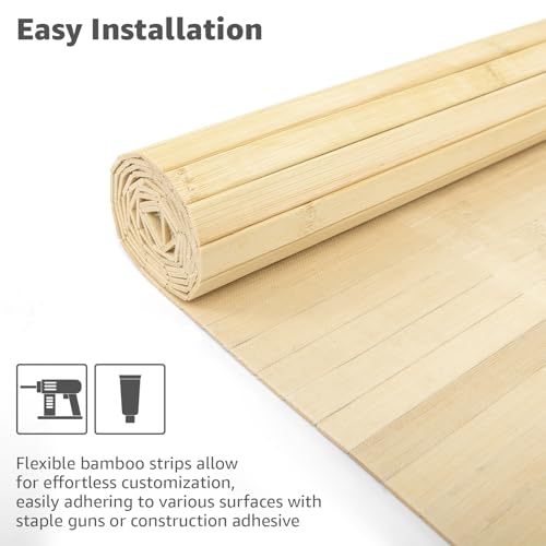 Art3d Natural Bamboo Wall Panel for Interior Wall Decor, Renewable Pole Wrap Wainscoting Paneling for Wall Ceiling Furniture Cabinet Office, 48 x 96 Inch - Raw - color: Raw, size: 1-48" x 96"