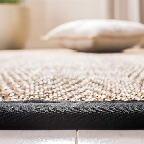 SAFAVIEH Area Rug 2x3 - Natural Fiber Collection - Natural & Black, Seagrass, Herringbone Pattern with Border (NF115C) - color: Natural/Black, size: 2' x 3' (Rectangular)