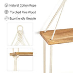 Mkono Macrame Hanging Shelf Boho Wall Decor 2 Tier Handmade Cotton Rope Rustic Wood Floating Shelves Display Photos Plants Hanging Storage Shelving for Living Room Nursery Bathroom Bedroom